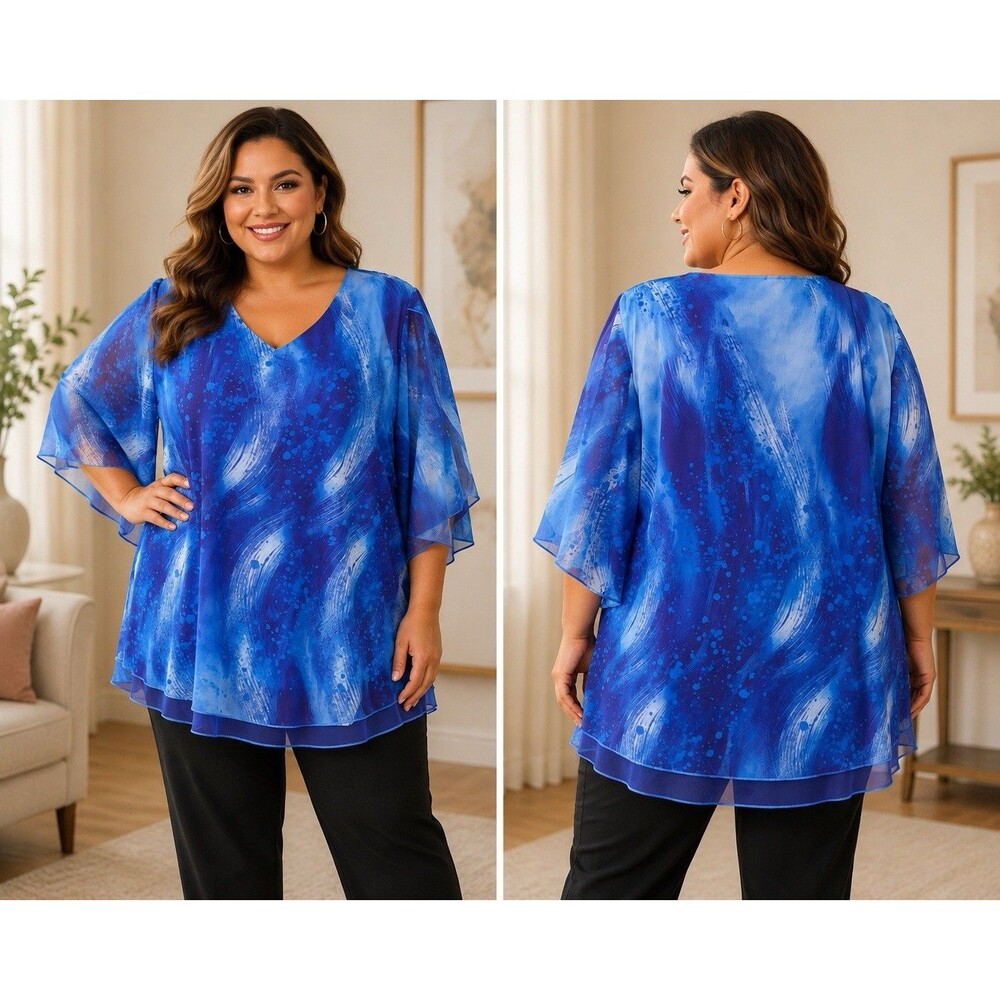 Sense Code Women’s Blue Layered Blouse Size 2XL